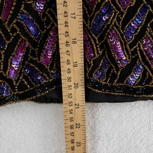 Papell Boutique Evening Jacket Size 10 Beaded Sequin Party 100% Silk Geometric - Picture 8 of 12